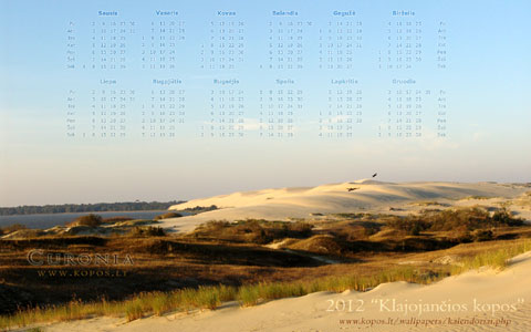 Kop kalendoriai - Klajojanios kopos 2012